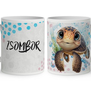 Névvel kérhető - Bubble cuki teknős mintás bögre, Otthon & Életmód, Konyhafelszerelés, tálalás, Tálalás, Bögre & Csésze, , MESKA
