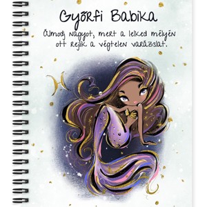 Személyre szabható - Barna hajú Csini Halak lány mintás A5-ös füzet, Otthon & Életmód, Papír, írószer, Jegyzetfüzet & Napló, , MESKA