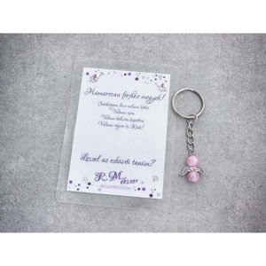 Hamarosan férjhez megyek rózsaszín angyal medálos kulcstartó, Esküvő, Meghívó & Kártya, Tanú felkérő, , MESKA