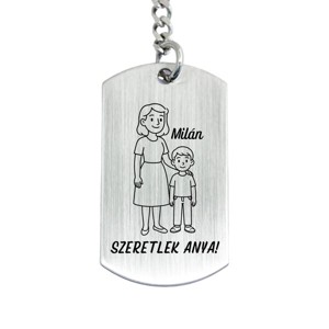 Szeretlek Anya gravírozott acél kulcstartó fiúgyermek nevével - Meska.hu