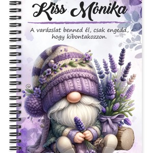 Személyre szabható - Tündéri Levendulás manó mintás A6-os füzet, Otthon & Életmód, Papír, írószer, Jegyzetfüzet & Napló, , MESKA