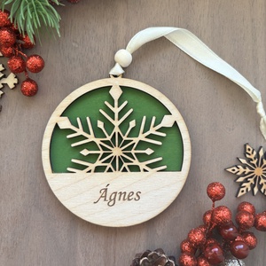 Névvel Gravírozott egyedi karácsonyfadísz fából, Karácsony, Karácsonyi lakásdekoráció, Karácsonyfadíszek, Gravírozás, pirográfia, Festett tárgyak, MESKA
