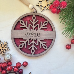 Névre szóló fa karácsonyfadísz, Karácsony, Karácsonyi lakásdekoráció, Karácsonyfadíszek, Gravírozás, pirográfia, Festett tárgyak, MESKA