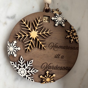 Forgatható karácsonyfadísz-Visszaszámlálás karácsonyig , Karácsony, Karácsonyi lakásdekoráció, Karácsonyfadíszek, Gravírozás, pirográfia, Festett tárgyak, MESKA