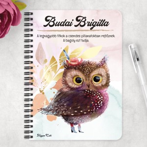 Személyre szabható - Cuki kalapos bagoly mintás A6-os füzet - otthon & életmód - papír, írószer - jegyzetfüzet & napló - Meska.hu