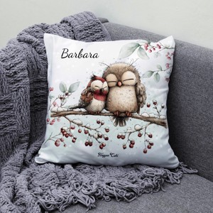 Névvel kérhető - Cuki téli baglyocskák mintás párna - otthon & életmód - lakástextil - párna & párnahuzat - díszpárna (belsővel együtt) - Meska.hu