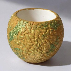 Rusztikus mintás  kaspó - okker-vörösarany, Kellékek & szerszámok, Dekorációs kellékek, Figurák, , MESKA