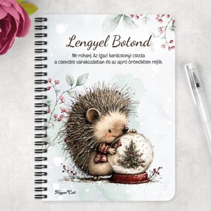 Személyre szabható - Cuki téli süni és a hógömb mintás A6-os füzet - otthon & életmód - papír, írószer - jegyzetfüzet & napló - Meska.hu