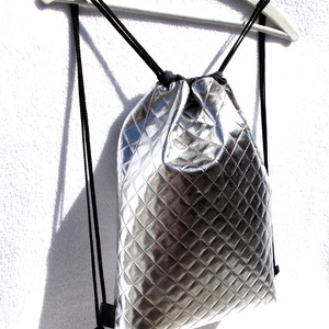 Metál-ezüst-steppelt hátizsák/tornazsák/festivalbag... -  - Meska.hu