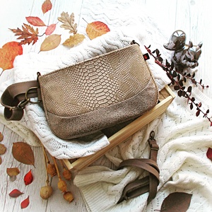 beige-bronz övtáska /válltáska többfunkciós táska - táska & tok - övtáska - Meska.hu