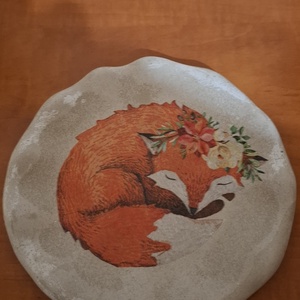 Beton tányér- róka, Otthon & Életmód, Dekoráció, Fali és függő dekoráció, Falra akasztható dekor, Fotó, grafika, rajz, illusztráció, MESKA