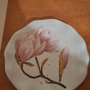 Beton tányér- magnólia - Meska.hu