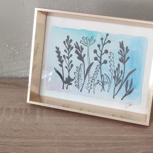 Kék rét � akvarell illusztráció - otthon & életmód - dekoráció - fali és függő dekoráció - falra akasztható dekor - Meska.hu