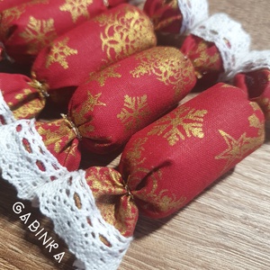 Textil szaloncukor 6 db - karácsony - karácsonyi lakásdekoráció - karácsonyfadíszek - Meska.hu