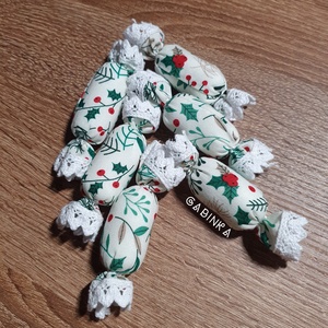 Textil szaloncukor 6 db - karácsony - karácsonyi lakásdekoráció - karácsonyfadíszek - Meska.hu