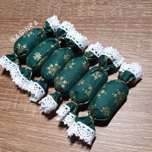 Textil szaloncukor 6 db - karácsony - karácsonyi lakásdekoráció - karácsonyfadíszek - Meska.hu