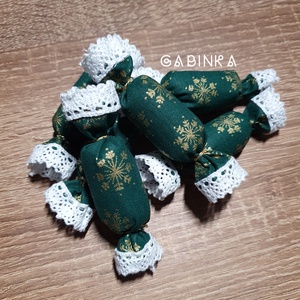 Textil szaloncukor 6 db, Karácsony, Karácsonyi lakásdekoráció, Karácsonyfadíszek, Varrás, MESKA