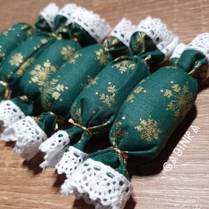 Textil szaloncukor 6 db - karácsony - karácsonyi lakásdekoráció - karácsonyfadíszek - Meska.hu