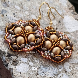 Perzsa fülbevaló (csillogó ősz), Ékszer, Fülbevaló, Lógó fülbevaló, Gyöngyfűzés, gyöngyhímzés, MESKA