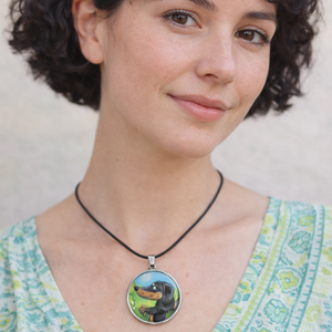 Tacsis üveglencsés nyaklánc - ékszer - nyaklánc - medál - Meska.hu