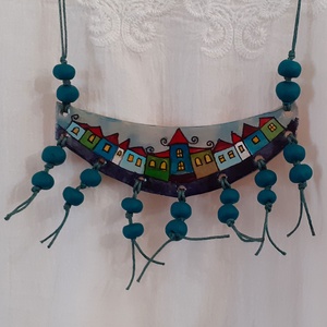 Házikós nyakbavaló, Ékszer, Nyaklánc, Medálos nyaklánc, Gyurma, Ékszerkészítés, MESKA