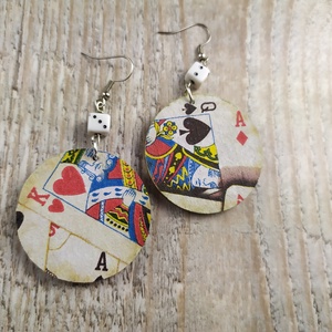 ...dáma-király-ász decoupage kerek fülbevaló - Meska.hu