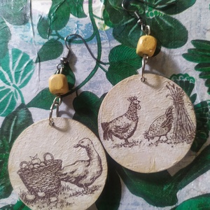 A farm ahol élünk decoupage kerek fülbevaló  - Meska.hu