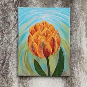 Tulipános, narancs hercegnő tulipán akril festmény,  vászonkép, Művészet, Festmény, Akril, Festészet, MESKA