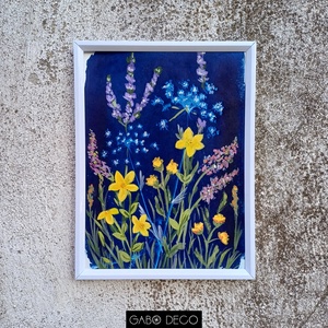 Vadvirágos, botanikai festmény vegyes technikával akvarell papíron, keretezve  - Meska.hu