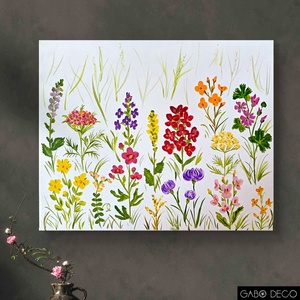 Vadvirágos, botanikai akril festmény, vászonkép - Meska.hu