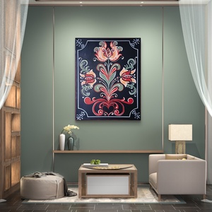 Hagyományos tulipános motívumos akril festmény, vászonkép - művészet - festmény - akril - Meska.hu