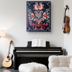 Hagyományos tulipános motívumos akril festmény, vászonkép - művészet - festmény - akril - Meska.hu