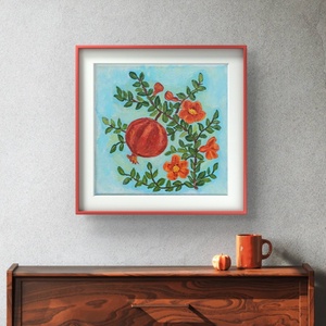 Gránátalma, mediterrán hangulatú akril festmény, vászonkép, Művészet, Festmény, Akril, Festészet, MESKA