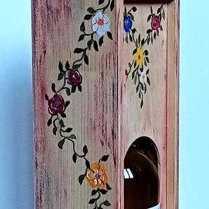 Virágfüzéres boros doboz, díszdoboz toló tetővel - otthon & életmód - konyhafelszerelés, tálalás - italos kellékek - boros díszdoboz - Meska.hu