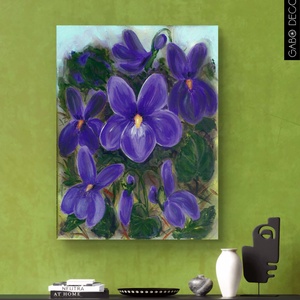 Ibolyás, tavaszi akril festmény, vászonkép. Lila ibolya - Meska.hu