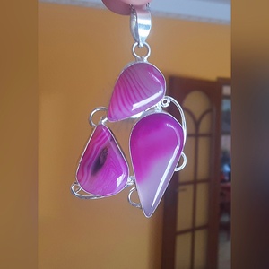 Botswanai pink achát medál lánccal, Ékszer, Nyaklánc, Medálos nyaklánc, Ékszerkészítés, MESKA