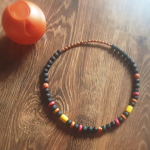 Lávaköves unisex nyaklánc - ékszer - nyaklánc - gyöngyös nyaklánc - Meska.hu