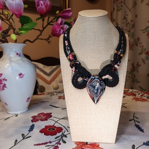 'Fekete Örvény' - zsinóros nyaklánc - ékszer - nyaklánc - medálos nyaklánc - Meska.hu