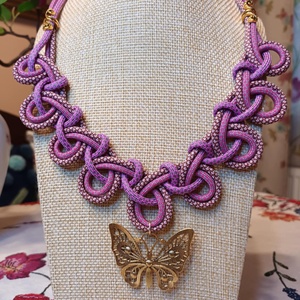 APHRODITÉ  zsinóros nyakék, Ékszer, Nyaklánc, Medálos nyaklánc, Csomózás, Ékszerkészítés, MESKA