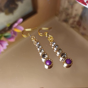 Charlotte  színátmenetes strasszos fülbevaló, Ékszer, Fülbevaló, Lógó fülbevaló, Ékszerkészítés, MESKA