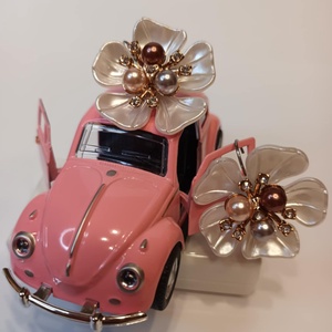 Febónia gyöngyös virág fülbevaló - ékszer - fülbevaló - lógó fülbevaló - Meska.hu