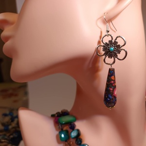 Bohém ásványos fülbevaló - ékszer - fülbevaló - lógó csepp fülbevaló - Meska.hu