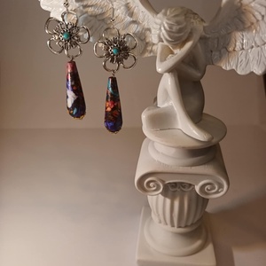 Bohém ásványos fülbevaló - ékszer - fülbevaló - lógó csepp fülbevaló - Meska.hu