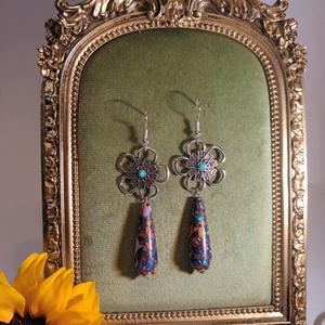 Bohém ásványos fülbevaló - ékszer - fülbevaló - lógó csepp fülbevaló - Meska.hu