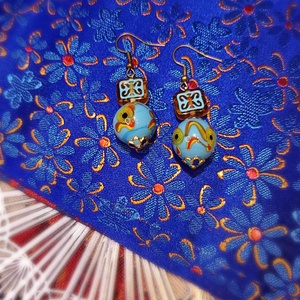 Türkiz Varázs � mintás lámpagyöngy fülbevaló - Meska.hu