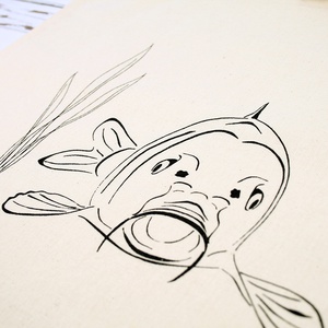 Vászon táska-pontyos - táska & tok - bevásárlás & shopper táska - shopper, textiltáska, szatyor - Meska.hu