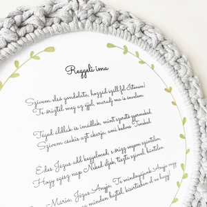 Reggeli ima horgolt képkeret-27 cm - otthon & életmód - dekoráció - kép & falikép - képkeret - Meska.hu