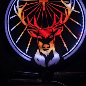 RGB LED szarvas falidekor - világító akril design - otthon & életmód - dekoráció - fali és függő dekoráció - falra akasztható dekor - Meska.hu