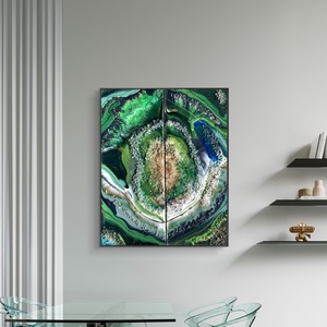 Smaragd geode 40cm X 50cm akril, epoxy texturált kép - művészet - festmény - festmény vegyes technika - Meska.hu