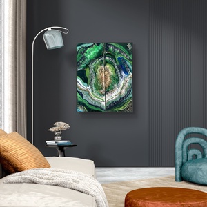 Smaragd geode 40cm X 50cm akril, epoxy texturált kép - művészet - festmény - festmény vegyes technika - Meska.hu